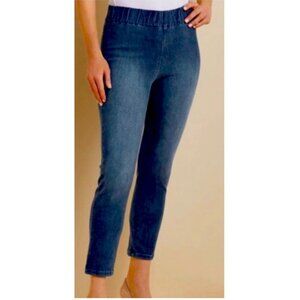 Soft Surroundings Pull-On Cropped Skinny Jeans Tall Medium Tall Blue Denim Elast